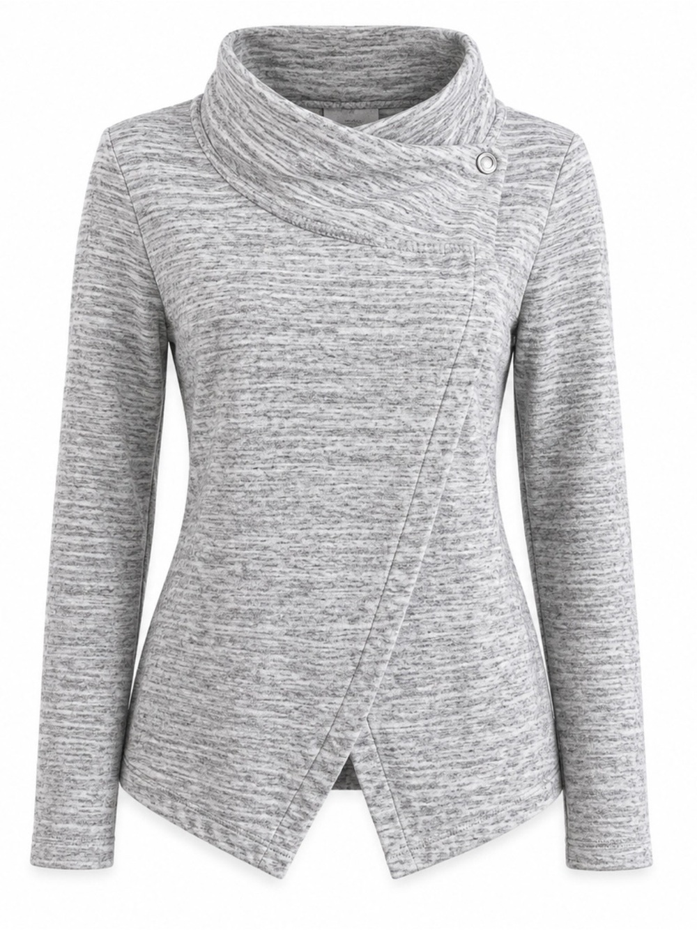 Danskin  Gray French Terry Asymmetrical Cowl Neck Wrap Cardigan Size S